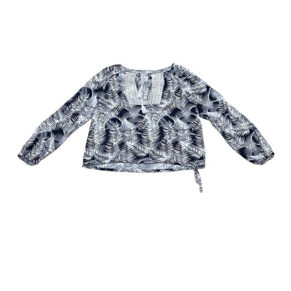 Carve Designs Blouse Long Sleeve Floral Blue White Size Small S - Picture 4 of 16